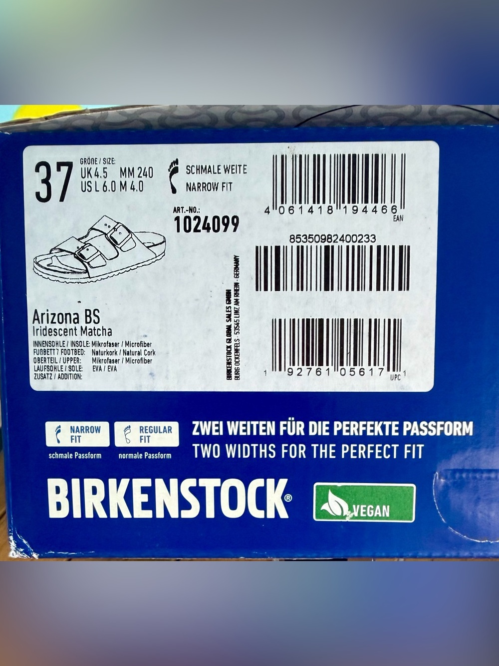 Birkenstock Arizona in Iridescent Matcha Sandals - Picture 8 of 8